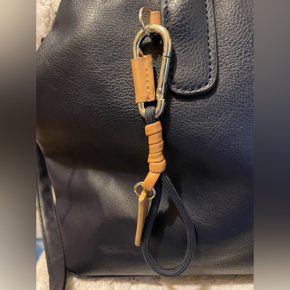 Nautica Faux Blue Pebbled Leather Double Handled Satchel Bag  & crossbody strap - Picture 5 of 8